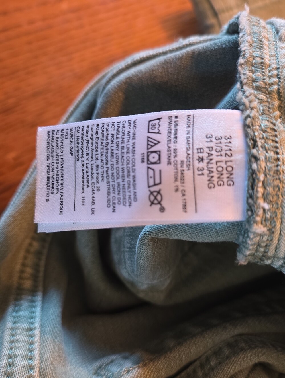 GAP High Rise Stride Ankle Cargo Jeans Sage Green Wide Leg Size 12 Long - Picture 6 of 6
